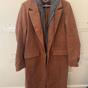 7 For All Mankind Brown Coat with Chain Detail